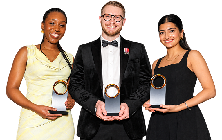 Spotlight Rail Awards winners holding trophies